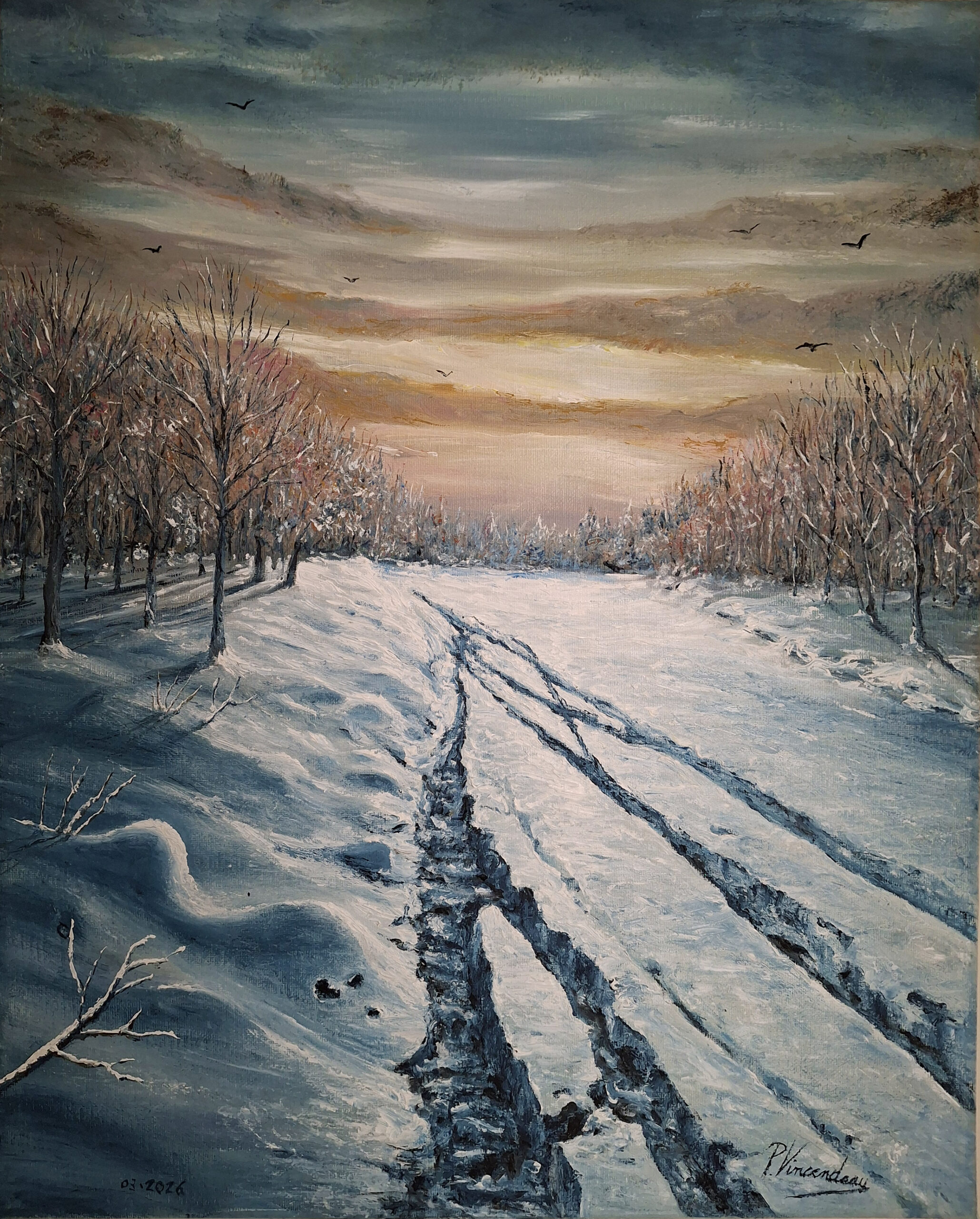 @PHILIPPE-VINCENDEAU - Chemin dans la neige-40x50