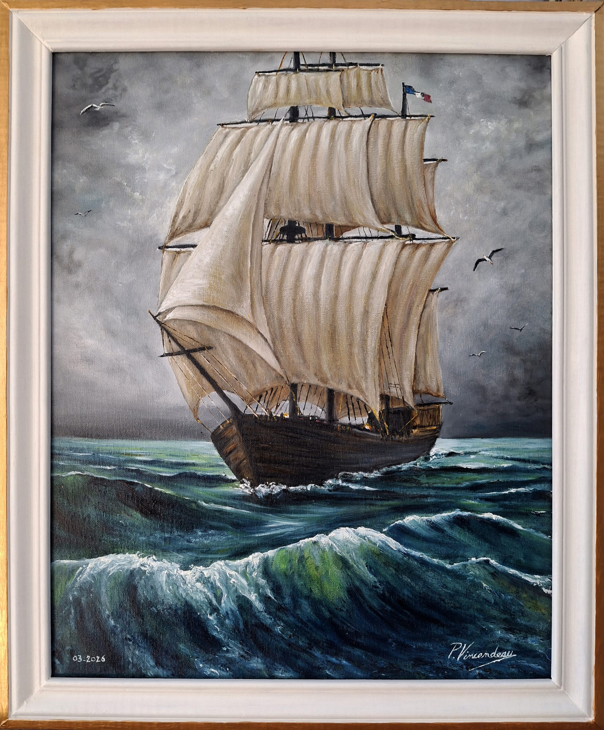 @PHILIPPE-VINCENDEAU - Le voillier-40x50
